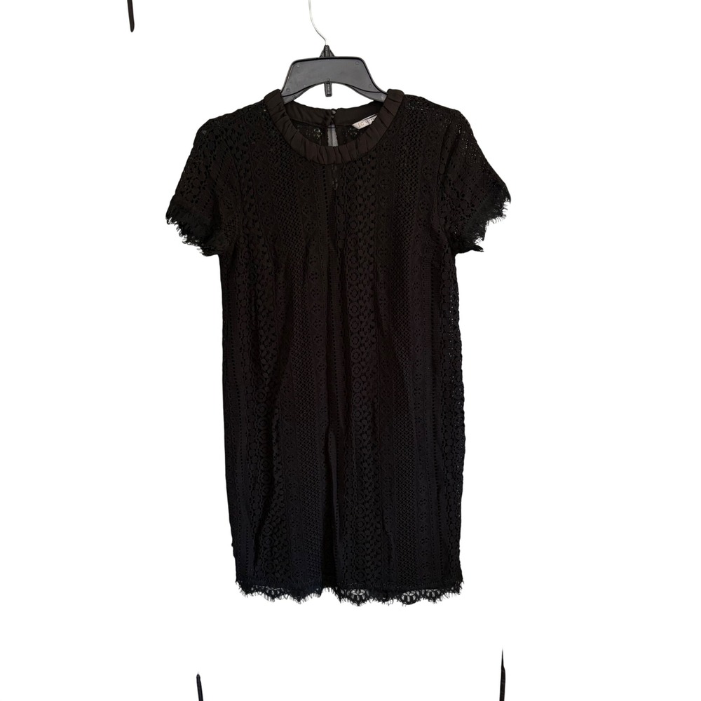 Autumn Wedding Guest Dress Black Eyelash Lace Sheath Dress 8 Romantic Goth LBD